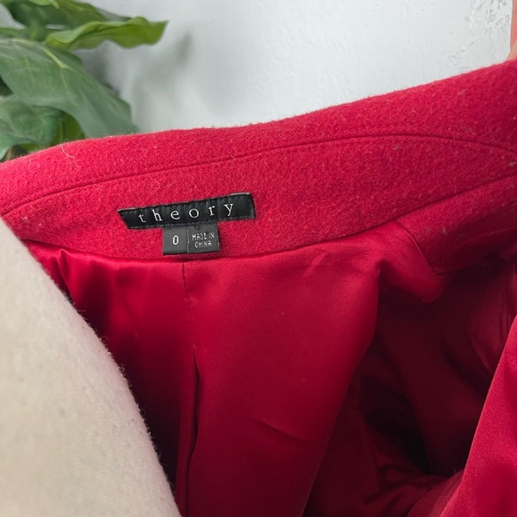 Theory Clay Red Double Breasted wool Blend Thick Short Peacoat - Picture 8 of 9